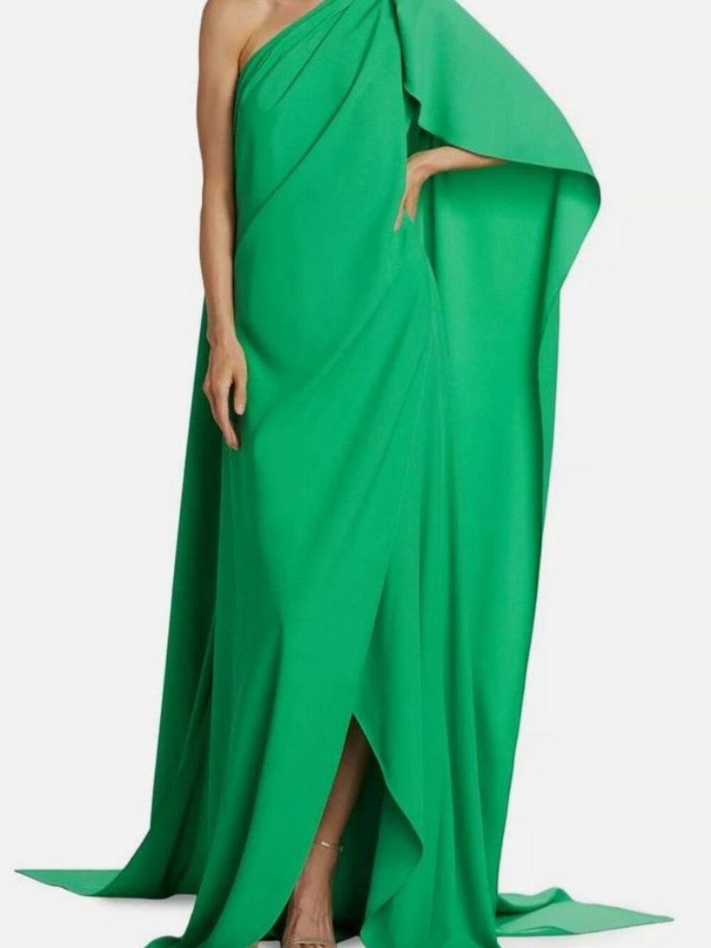 Atelier Prabal Gurung Women’s Green Clare One-Shoulder Draped Gown Size 12